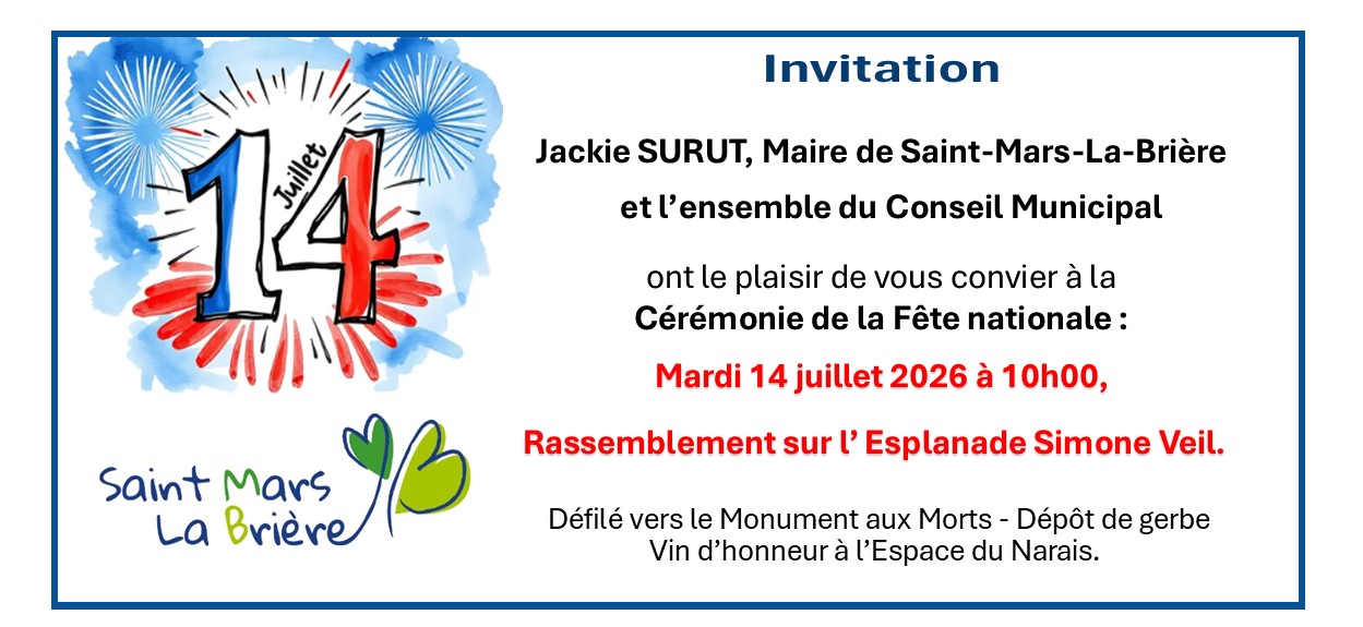 Carton invitation cérémonie 14 juillet