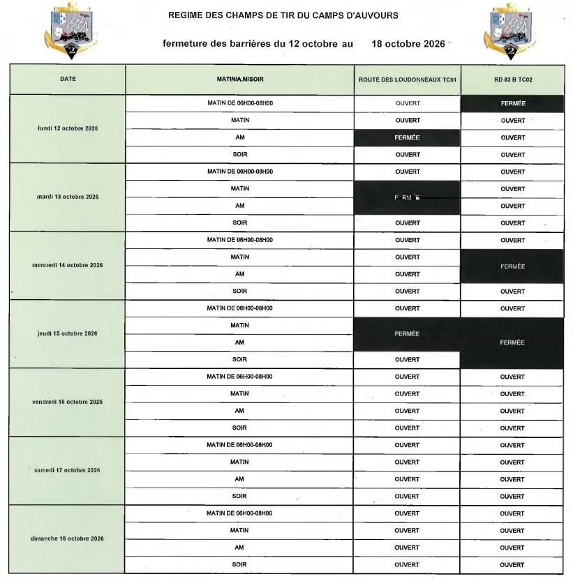 Horaires barrieres